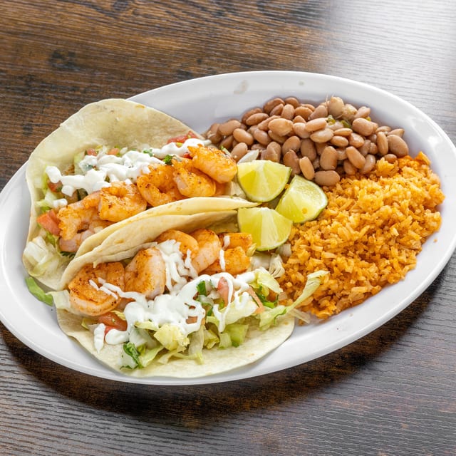 2 Shrimp Tacos Plate.