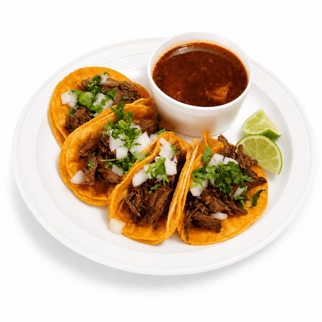 Birria Street Tacos with Consommé.