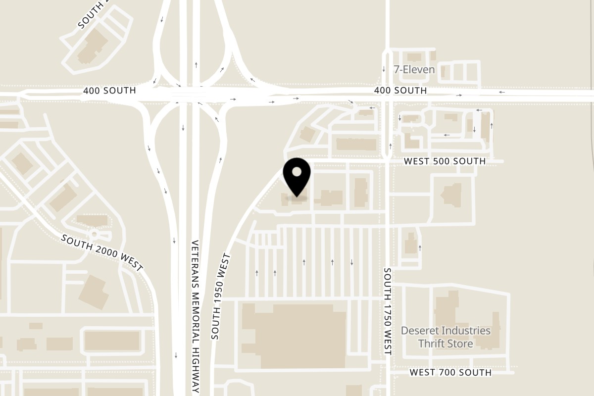 Map showing the location of Taqueria Don Chuy on 1851 W 500 S Ste C6 in Springville